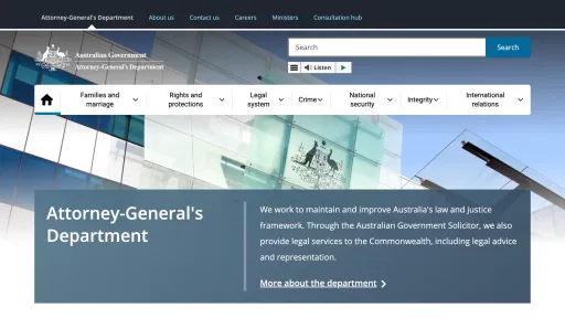 Attorney-General's Department website screenshot
