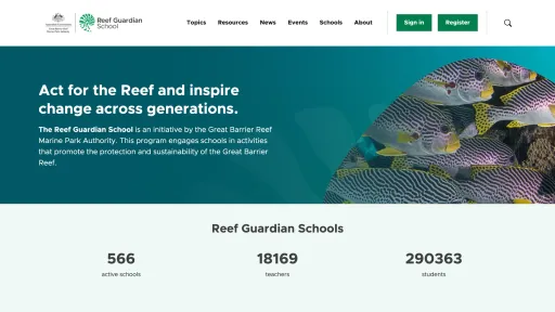 Reef Guardian School website screenshot 