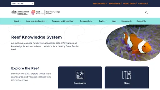 Reef Knowledge System website screenshot